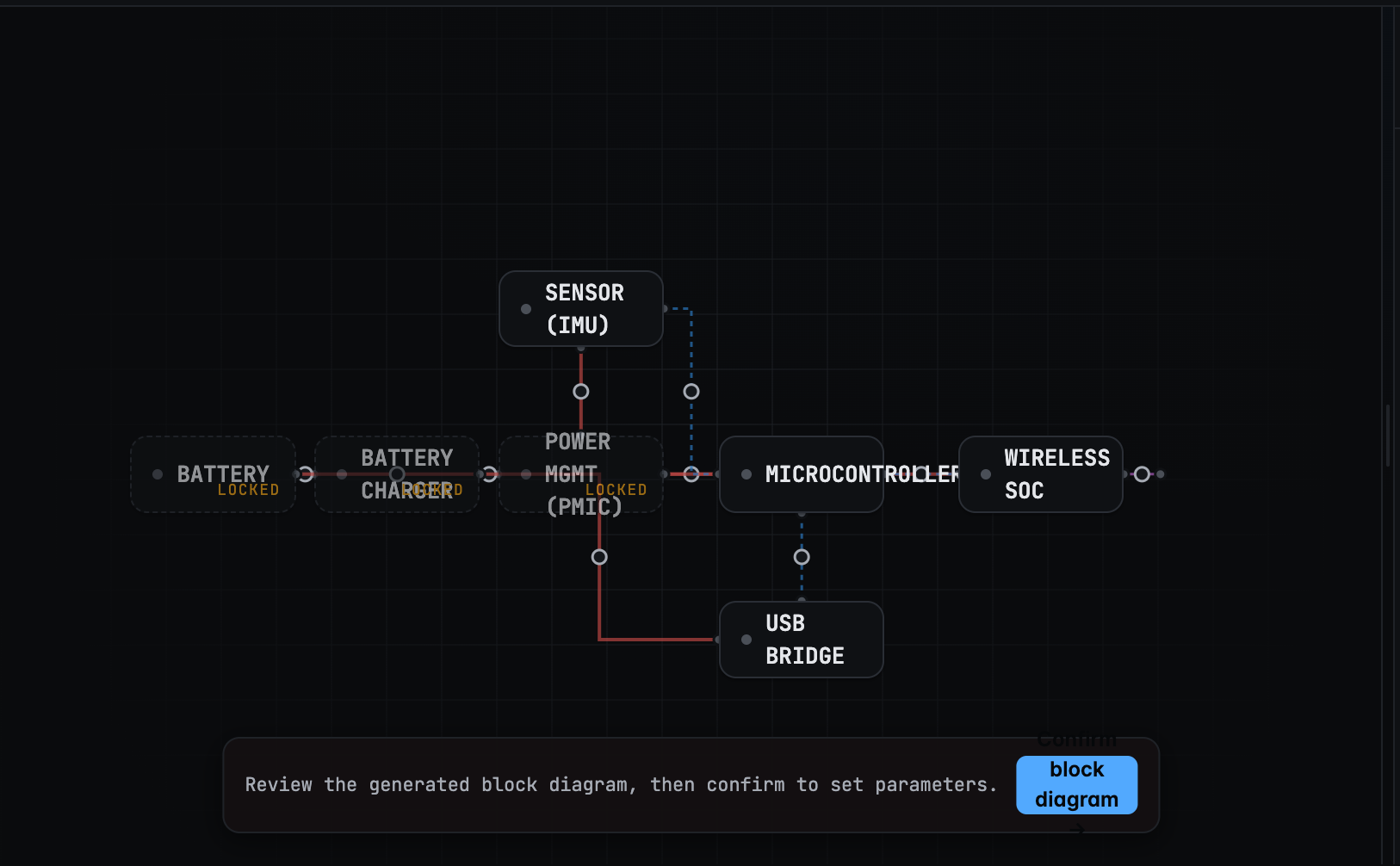 IntelCAD.ai chat interface generating a PCB design from a prompt